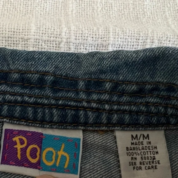 DISNEY WINNIE THE POOH embroidered denim YOUTH jean vest jacketYOUTH MEDIUM🍯